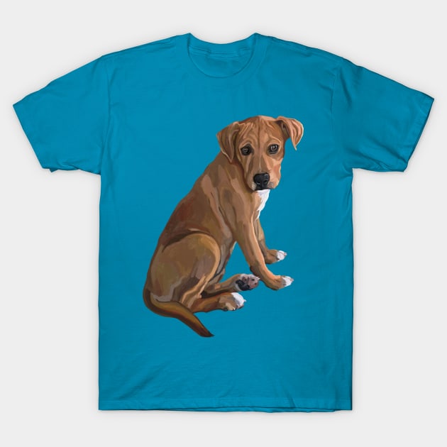 Sweet Brown Pitbull Mix Dog T-Shirt by Art by Deborah Camp